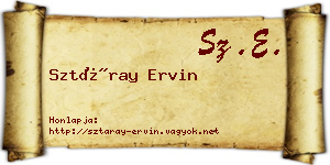 Sztáray Ervin névjegykártya