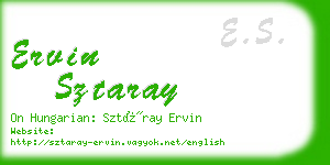 ervin sztaray business card